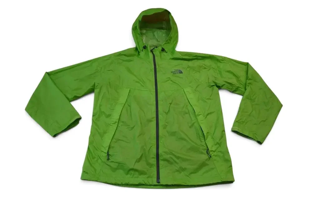 The North Face Jacket Mens Large Green HyVent Hooded Waterproof Rain 2.5L